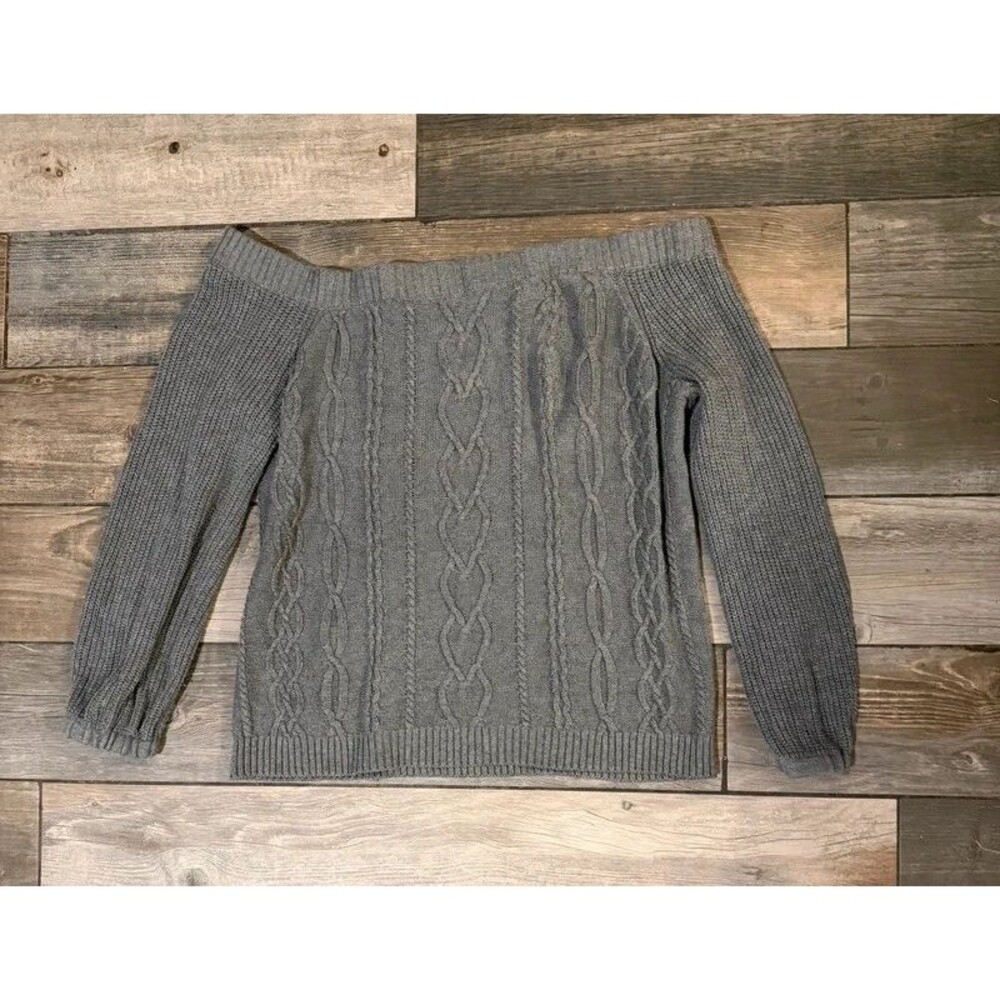 Y2k Off The Shoulder Cable Knit Sweater Size XL